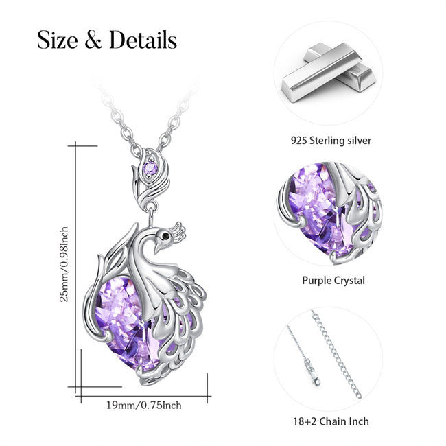 Peacock Necklaces S925 Sterling Silver Pendant Jewelry Gifts for Girls