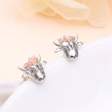 Highland Cow Earrings 925 Sterling Silver Western Cow Head Earrings Scottish Highland Cow Jewelry Gifts for Women