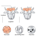 Highland Cow Earrings 925 Sterling Silver Western Cow Head Earrings Scottish Highland Cow Jewelry Gifts for Women