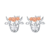 Highland Cow Earrings 925 Sterling Silver Western Cow Head Earrings Scottish Highland Cow Jewelry Gifts for Women