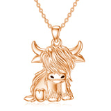 Highland Cow Necklace Sterling Silver Heart Cow Pendant Charm Jewelry Gifts for Women Girls