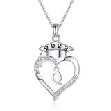 925 Sterling Silver Heart Initial Letter Necklace Class of 2023 Gifts High School Senior College Graduation Gifts