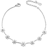 Woman 925 Silver Daisy Flowers Anklet Adjustable Jewellery Gift