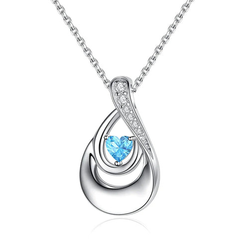 Sterling Silver Heart CZ TearDangle Urn Necklace for Ashes