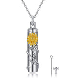 Cremation Jewelry Sterling Silver Sunflower Rose Daisy Flower Urn Necklace for Ashes Memorial Keepsake Jewelry for Women Friends