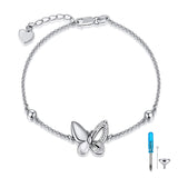 Butterfly Cremation Jewelry 925 Sterling Silver Urn Bracelet Ashes Keepsake Hair Memorial Link Chain Always in My Heart Locket for Women Mom