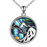 Mountain Necklace Hiking Necklace Abalone Mountain Pendant Necklace Nature Jewelry Gift for Skiers Hikers Campers Climbers Nature Lovers