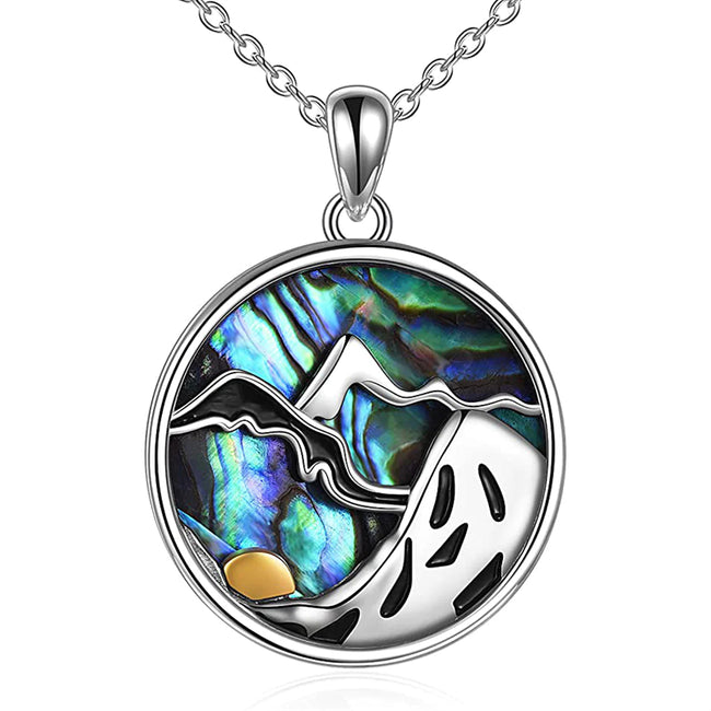 Mountain Necklace Hiking Necklace Abalone Mountain Pendant Necklace Na