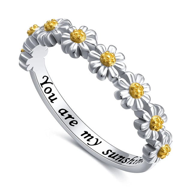 925 Sterling Silver You Are My Sunshine Daisy Ring