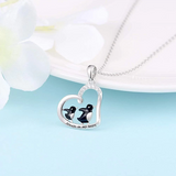 Sterling Silver Lovely Animal Penguin Heart Pendant Necklace Jewelry Gift for Women bfb