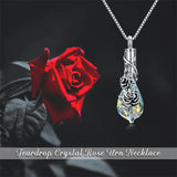 Sterling Silver Crystal Rose Sunflower Flower Urn Necklace for Ashes