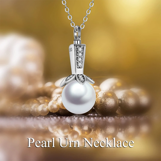 Pearl Urn Necklace for Ashes Sterling Sliver Cremation Jewelry for Ashes Memory Keepsake Necklace Ashes Necklace for Women her