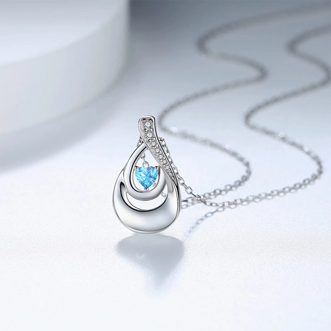 Sterling Silver Heart CZ TearDangle Urn Necklace for Ashes