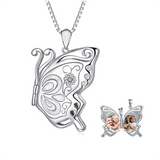925 Sterling Silver Butterfly Locket Necklace That Holds Pictures