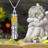 Cremation Jewelry Sterling Silver Sunflower Rose Daisy Flower Urn Necklace for Ashes Memorial Keepsake Jewelry for Women Friends