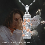 Sunflower Urn Necklace for Ashes for Women/Men Sterling Silver Rose Flower Cremation Jewelry for Ashes