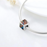 Personalized Four-Sided Three-Sided Two-Sided Photo Charm Customized Bead Holds 2/3/4 Images Pictures Fit Snake Bracelet for Women