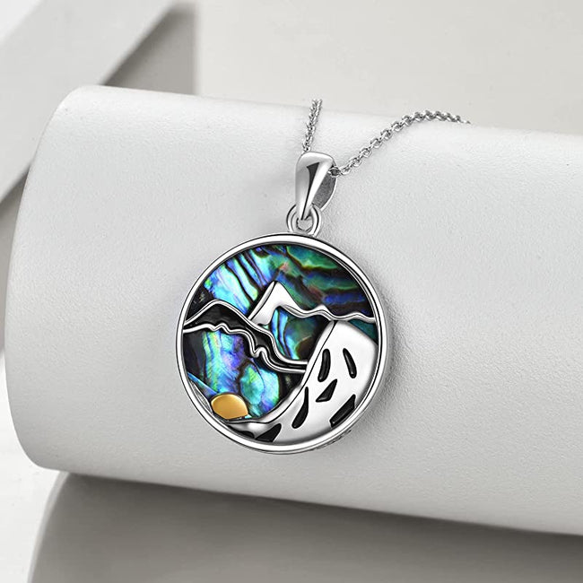 Mountain Necklace Hiking Necklace Abalone Mountain Pendant Necklace Na