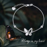 Butterfly Cremation Jewelry 925 Sterling Silver Urn Bracelet Ashes Keepsake Hair Memorial Link Chain Always in My Heart Locket for Women Mom