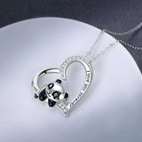 Panda Necklace 925 Sterling Silver Cute Animal Heart Pendant - I Love You Forever Jewelry Gifts for Women Daughter Panda Lover