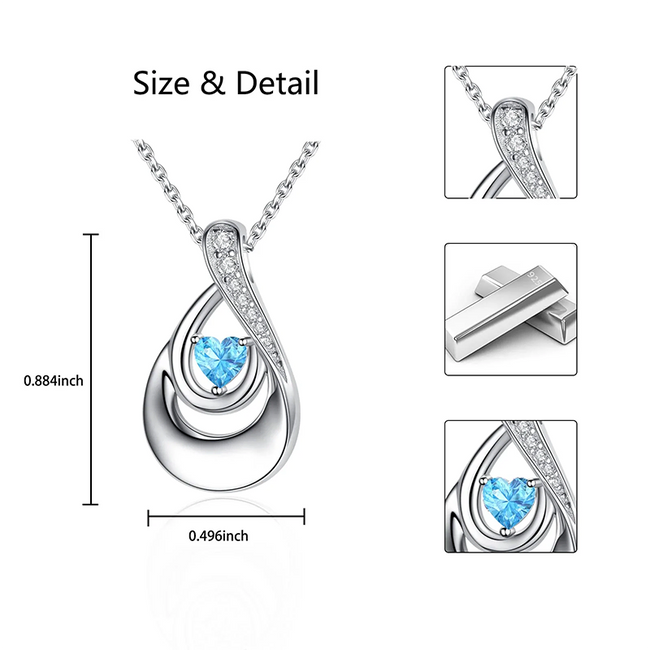 925 Sterling Silver Teardrop Cremation Jewelry Heart CZ Urn Pendant Necklace for Ashes Keepsake Urn Memorial Ash Jewelry Gift for Women