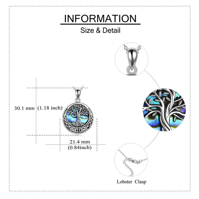 Tree of Life Necklace  Abalone Shell Celtic Knot Pendant Necklace