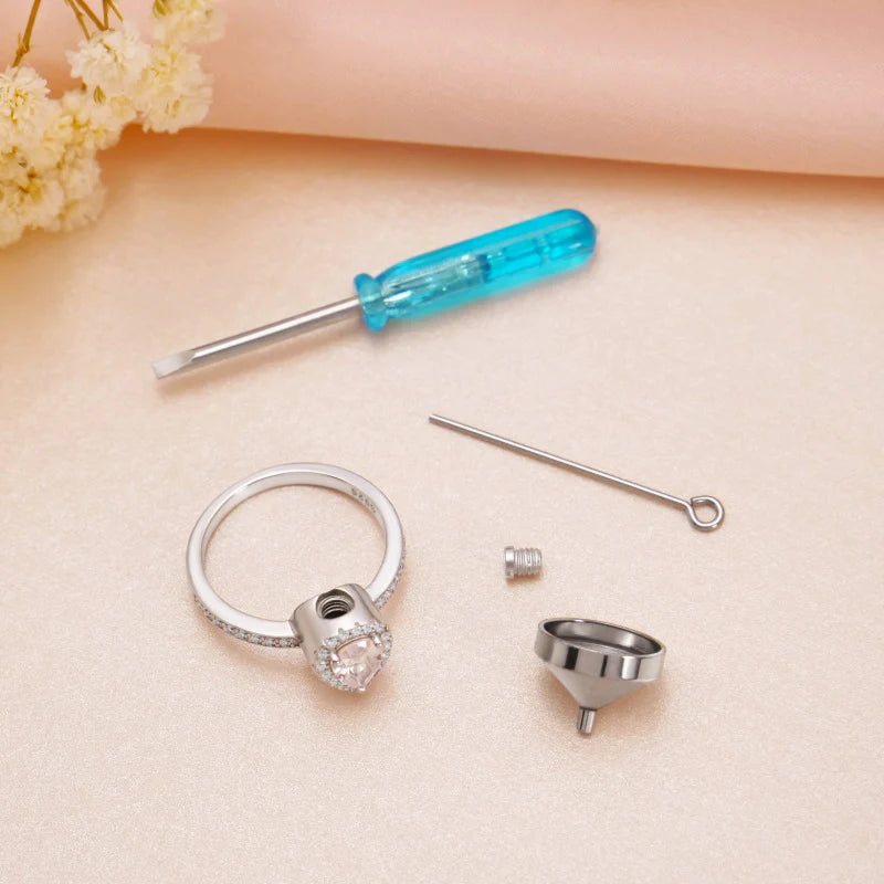 Sterling Silver Teardrop CZ Urn Rings for Ashes– romanticwork