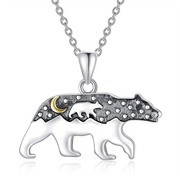 Mama Bear Necklace 925 Sterling Silver Momma Bear Necklace for Women Gift for Mother's Day