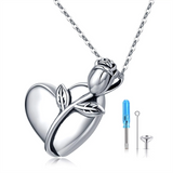 925 Sterling Silver Rose Heart Urn Necklace for Ashes Cremation Jewelry for Ashes of Loved Ones Keepsake