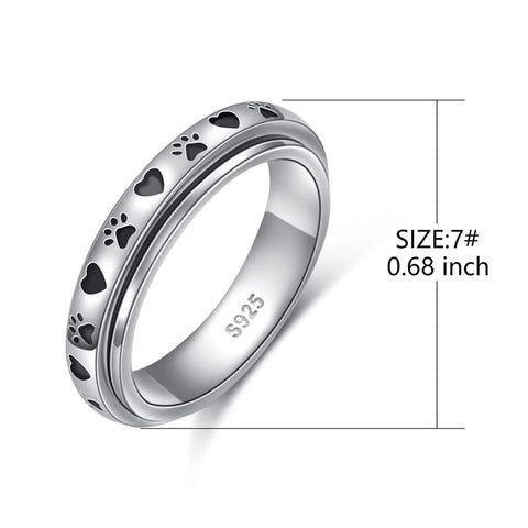 Spinner Fidget Ring S925 Sterling Silver Anxiety Worry Band Fidget Stress Relieving for Women Men