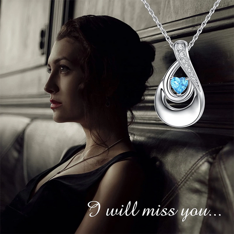 Sterling Silver Heart CZ TearDangle Urn Necklace for Ashes