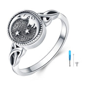 Sterling Silver Moon and Star Urn Ring for Ashes