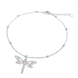 925 Sterling Silver Birthstone Dragonfly Anklet Butterfly Anklet Irish Celtic Jewelry for Women