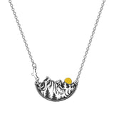 Adventure Awaits Mountain Landscape Necklace Wanderlust Jewelry Sterling Silver Handmade Gift For Outdoor Lovers