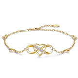 925 Sterling Silver Anklet for Women Infinity Heart Ankle Bracelet Love Charm Adjustable Gift for Women Girls