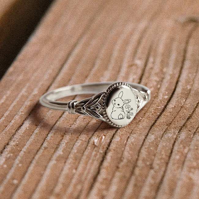 Sterling Silver Rabbit Ring Bunny Ring Easter Jewelry Gifts for Her