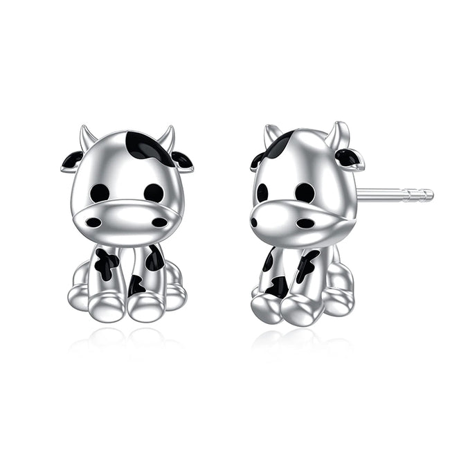 Sterling Silver Cow Animal Earrings Cow Jewelry Gift for Girls Women