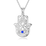 925 Sterling Silver Hand of Fatima Necklace Elephant Hamsa Necklace Evil Eye Hamsa Necklace