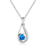925 Sterling Silver Urn Necklaces for Ashes CZ Teardrop Ashes Eternity Cremation Jewelry Urns Necklace Keepsake Memorial Gifts