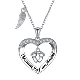 Angel Wing Necklace 925 Sterling Silver Always in My Heart Fairy Angel Wing Memorial Necklace for Women Girlfriend Daughter