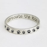 Personalized Puppy Paw Print Rings 925 Sterling Silver Stacking Ring Engraved Pet Name Ring Memorial Pet Ring