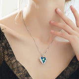 Crystal Heart Pendant Necklace Valentines Day Gift for Wife Girlfriend Women Kids