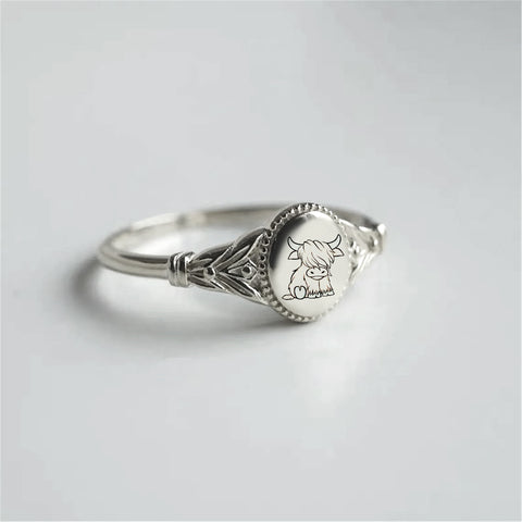 Sterling Silver Highland Cow Animal Ring