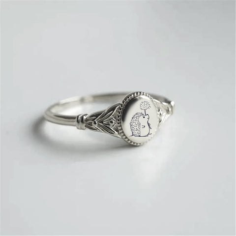 Sterling Silver Hedgehog Animal Ring
