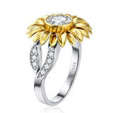 Sunflower Rings for Women Sterling Silver Cubic Zirconia Ring