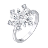 925 Sterling Silver CZ Snowflake Leverback Earrings/Necklace/Ring White/Blue Snowflake Jewelry