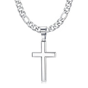 925 Sterling Silver Cross Pendant Necklace for Men Women 5mm Stainless Steel Diamond-Cut Durable Figaro Chain Necklace