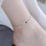 Cute Cat Anklet for Women 925 Silver Adjustable Foot Ankle Bracelet Birthstone Bracelet
