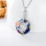 Sterling Silver Crystal Hummingbird Urn Necklace for Ashes