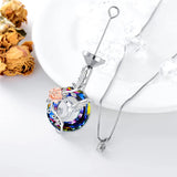 Sterling Silver Crystal Hummingbird Urn Necklace for Ashes